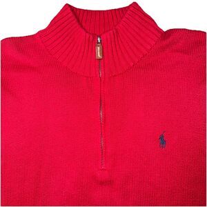 VTG Polo Ralph Lauren Men’s Cotton 1/4 Zip Pullover Valentine Red Sz L  (read)